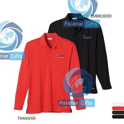 Men's Double Pique Performance Long Sleeve Polo