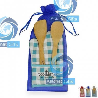 Chef&#039;s Pocket Oven Mitt &amp; Bamboo Utensil Set
