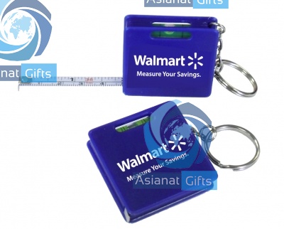 Measuring Tape Keychain With Level - BLUE