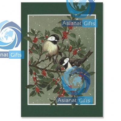 Birds on Berry Tree Holiday Greeting Card