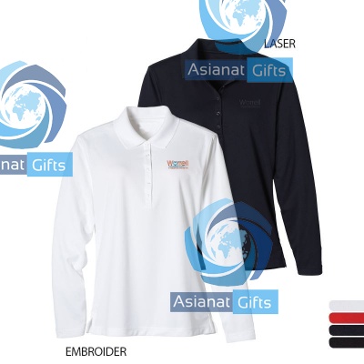 Ladies' Double Pique Long Sleeve Performance Polo